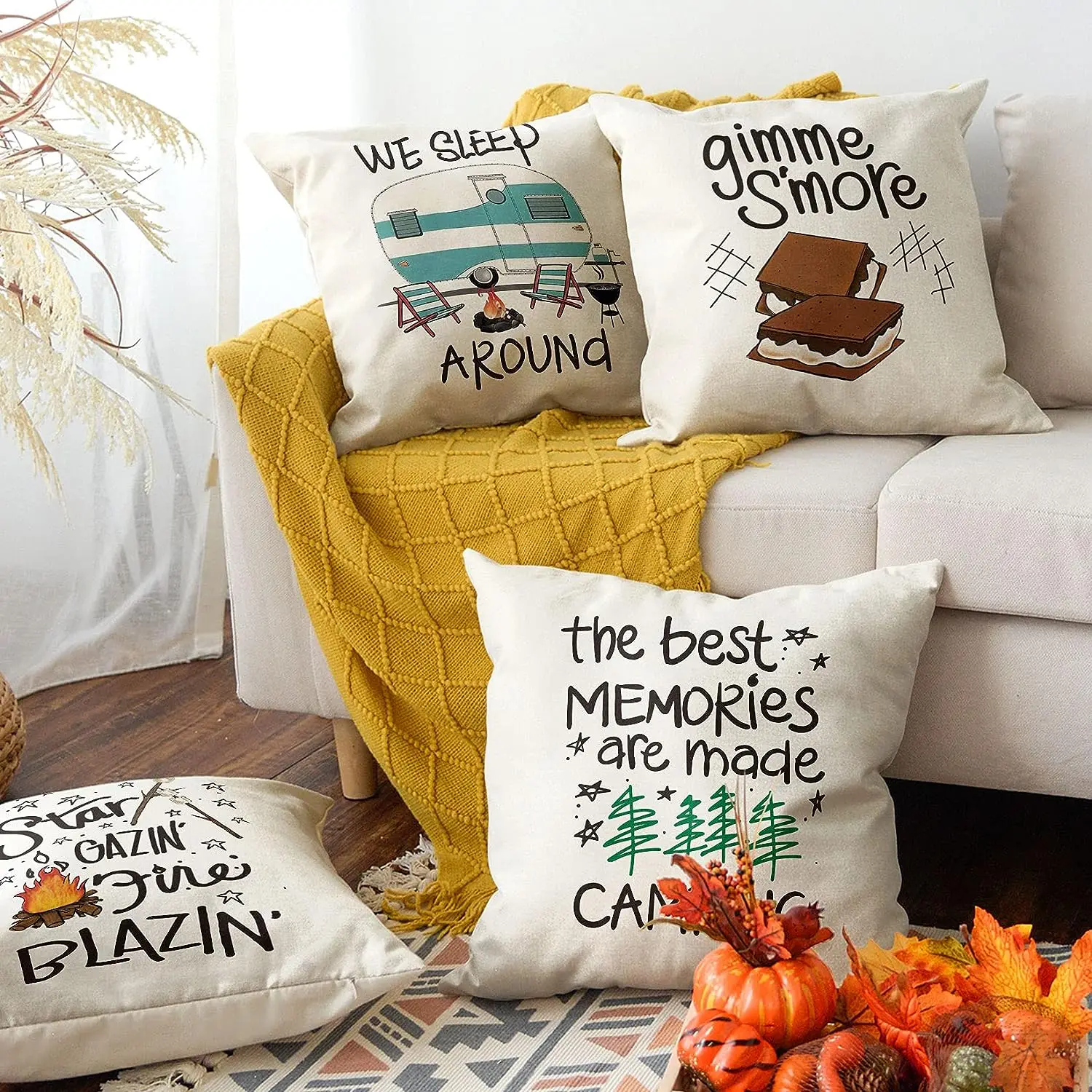 Наволочка для подушки с рисунком кемпинга льняная квадратная наволочка подходит