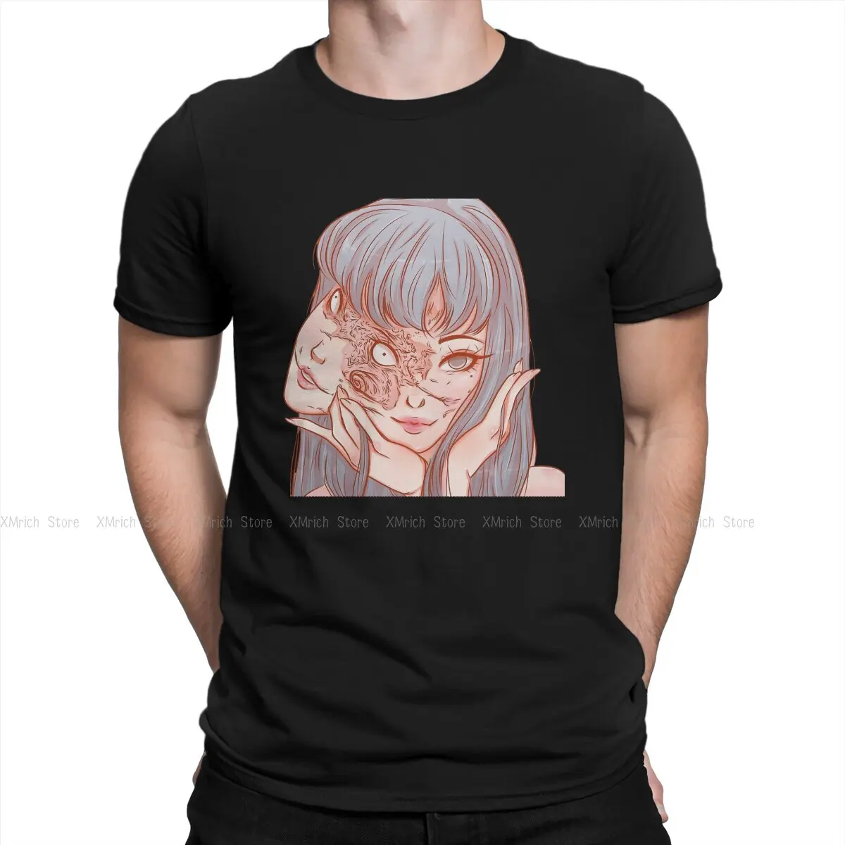 

Cool Tomie Junji Ito Pink T-Shirts Men Round Collar 100% Cotton T Shirts Uzumaki Japanese Horror Anime Manga Shirt Gift Tops