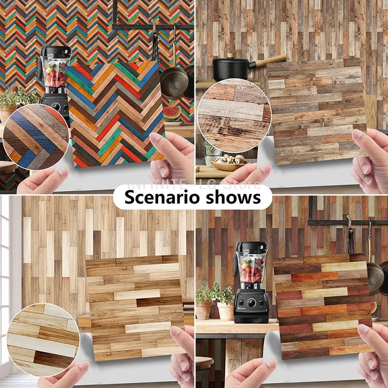 Фото 1 шт. DIY наклейка с имитацией древесного зерна 10*10 см ПВХ настенная бумага кукольный домик декоративные обои кухня ванная комната напольная плитка Пастер №4
