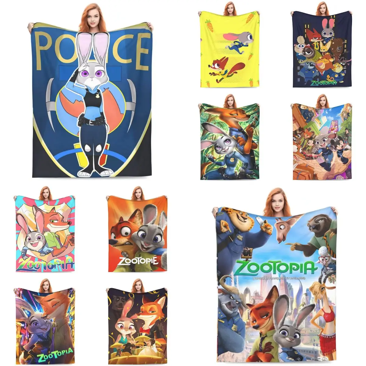 Zootopia Nick Judy Anime Blanket Airplane Travel Flannel Throw For Couch Bed Soft Quality Bedspread Birthday Present