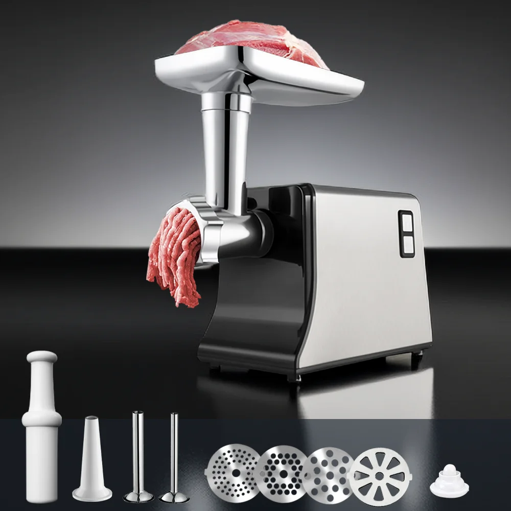 Electric Meat Grinder 3200W Max Heavy Duty Stainless Steel Meat Mincer with 3 Grinding Plates, 3 Sausage Stuffer Tubes