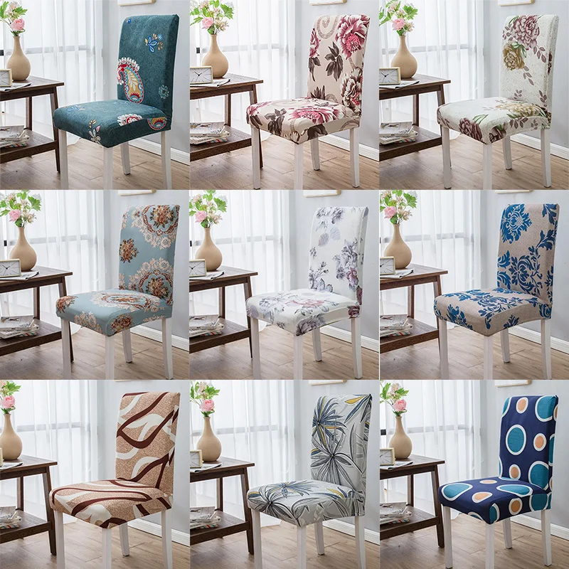 

Printed Chair Cover Elastic Seat Chair Covers Removable And Washable Stretch Banquet Hotel Dining Room Arm Office Chair Cover