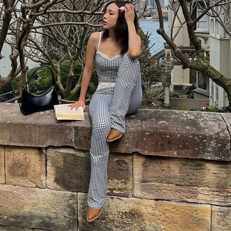 Сексуальный комплект с кружевными комбинированными брюками принтом популярный