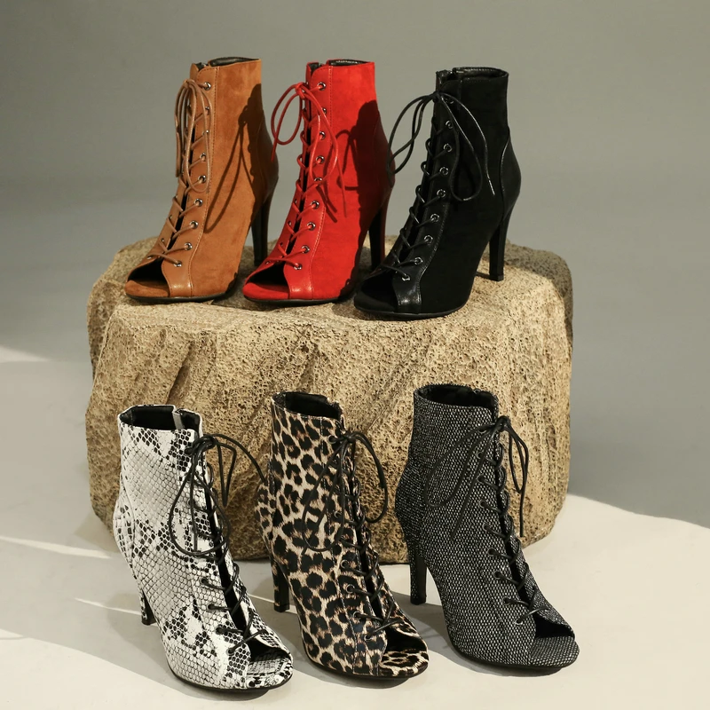 Outdoor Dance Shoes Summer Women Sandal Sexy Thin High Heels Sexy Style Gladiator Open Toe Black Leopard Dancing Shoes Big Size