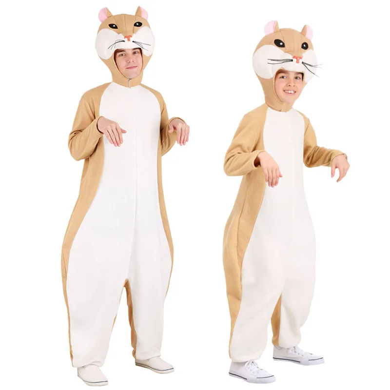 

Cartoon Animal Cute Hamster Soft Jumpsuits Anime Party Cosplay Costume Halloween Adult Kids Rodent Rat Mouse Costume