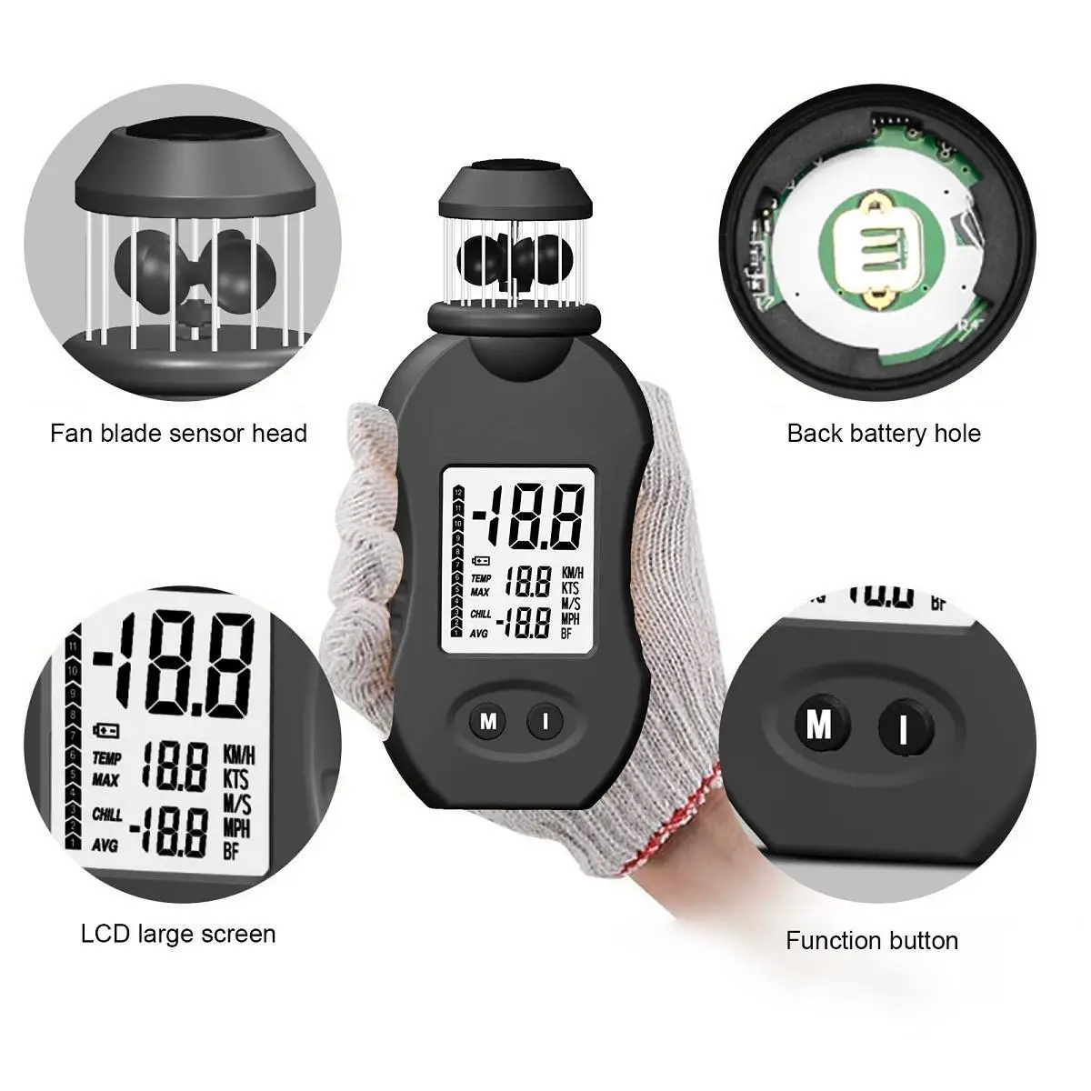 Цифровой анемометр HP 876 измерение скорости ветра объем воздуха для