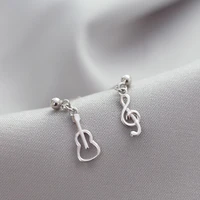 asymmetric silver color music notes stud earring musical notes guitar earring for women girl earrings