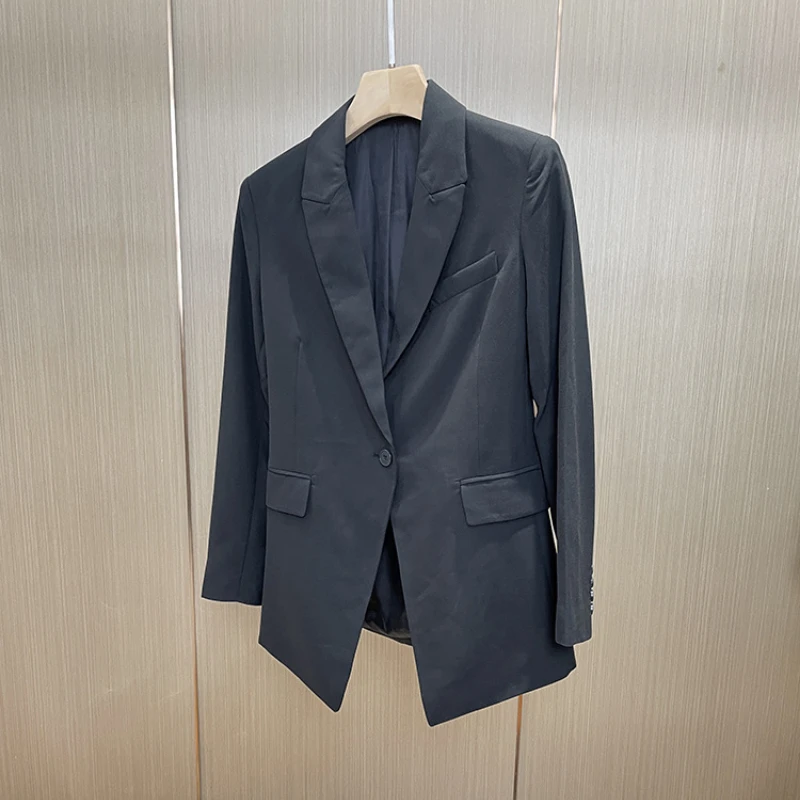 

2023 Early Autumn New Women Solid Color One Button Wool Blended Casual Women Blazers