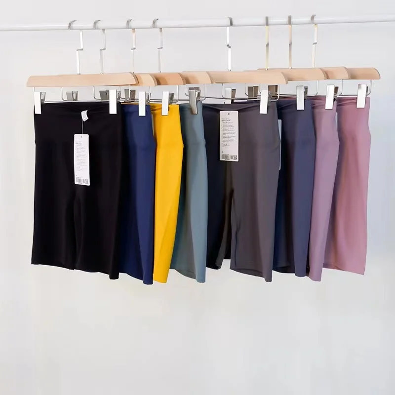 With Logo Women High Waist Naked Feel Gym Shorts With Pockets Quick Dry Push Up Running Fitness Workout Yoga Short Pants