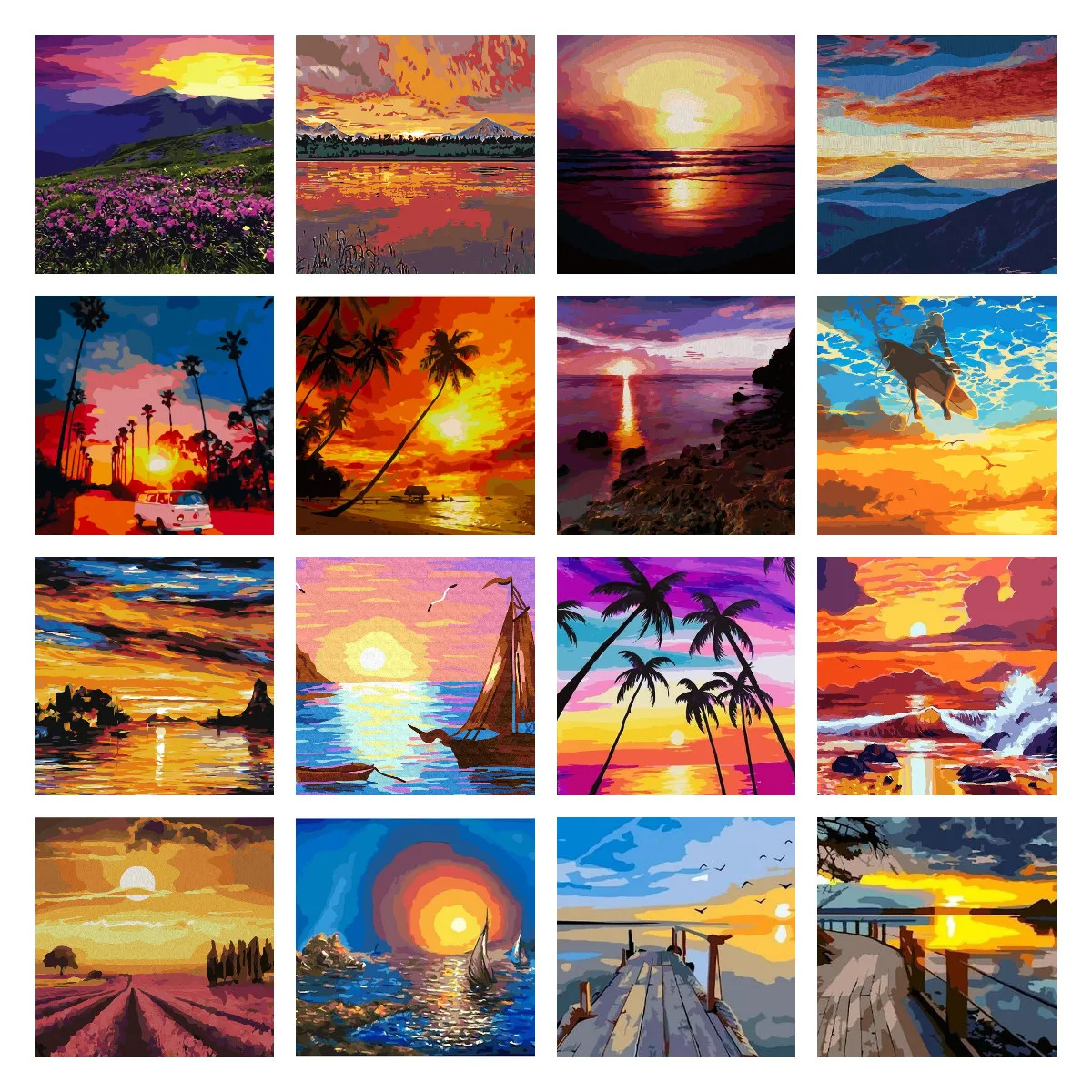 Набор для цифровой живописи сделай сам пейзаж деревьев в сумерках заполнение