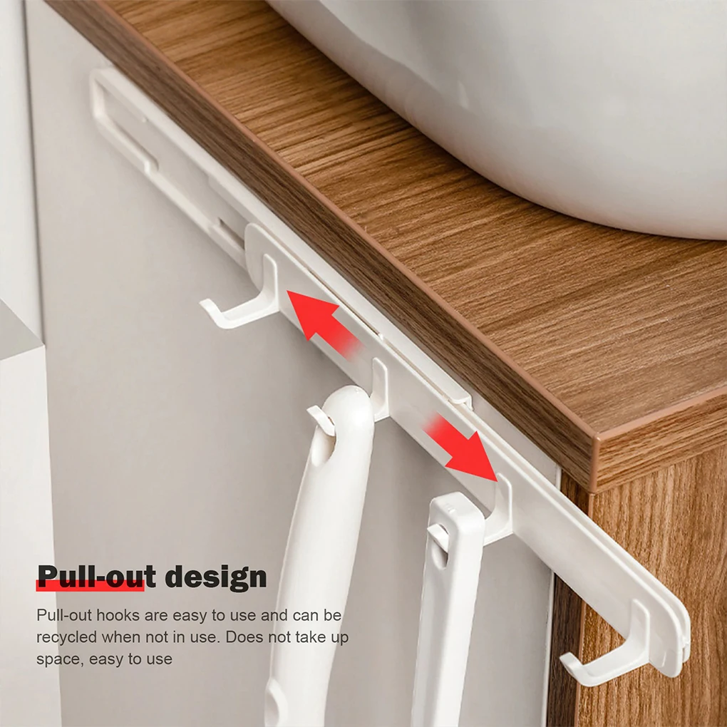 

Space-Saving Retractable Hook Self Adhesive Door Closet Wall Hanging Rack 4 Hooks Bathroom Hanger Closet Clothes Towels Hook