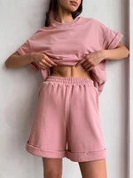 new ladies clothing 2022 spring summer loose suit solid color fashion sports two piece simple high quality casual suit women