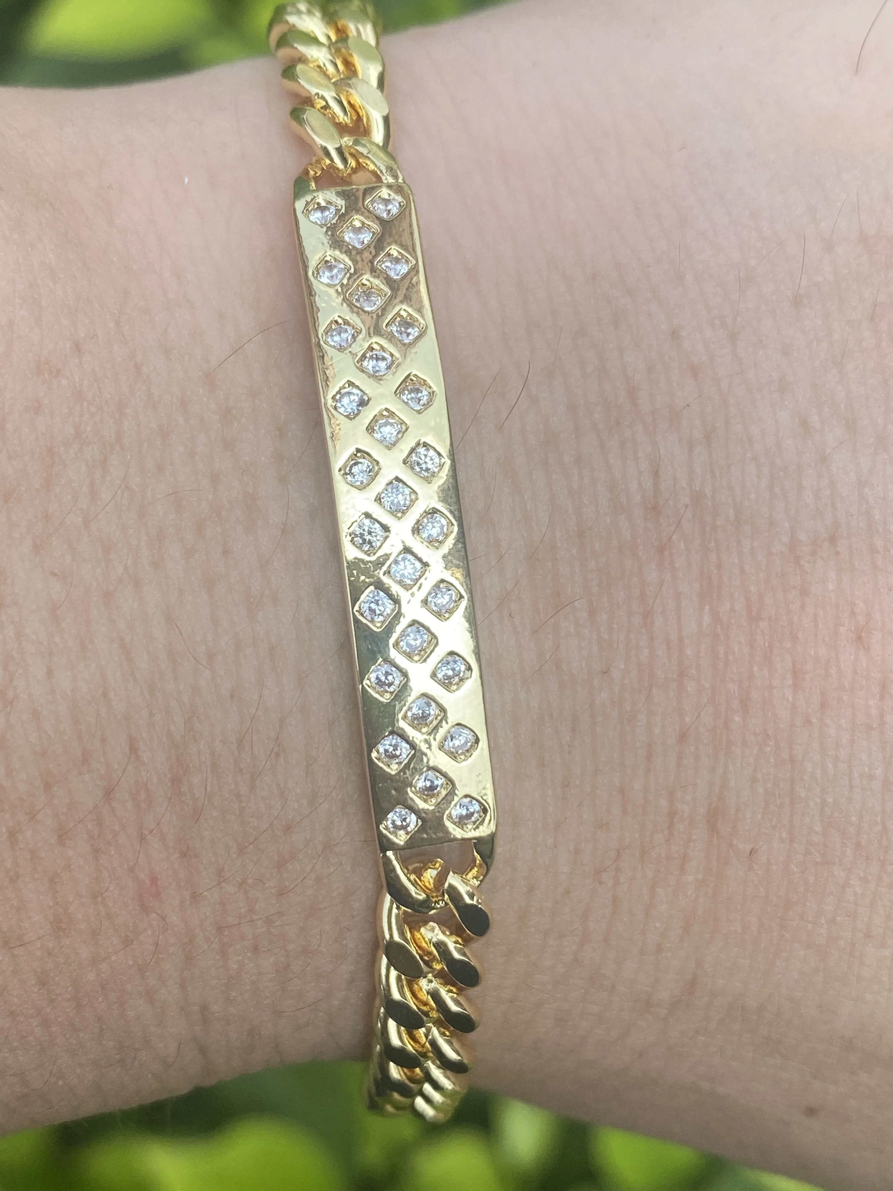 Роскошный 18k позолоченный безупречный фианит матовый панцирный кубинский