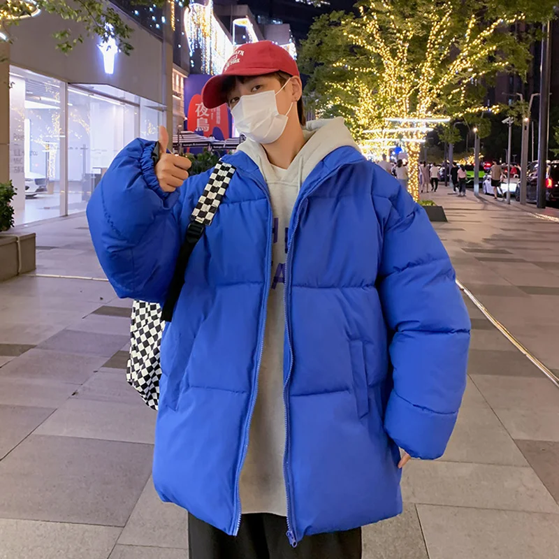 Winter Jacket Men Warm Fashion 5 Colors Casual Thick Down Jacket Men Streetwear Loose Short Coat Mens Parker Large Size S-5XL