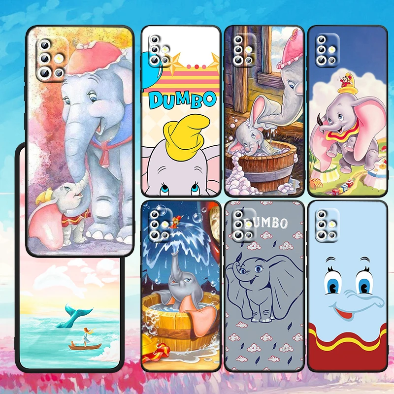 

Disney Cartoon Cute Dumbo Phone Case For Samsung A73 A72 A71 A53 A52 A51 A42 A33 A32 A23 A22 A21S A13 A04 A03 5G Black Cover