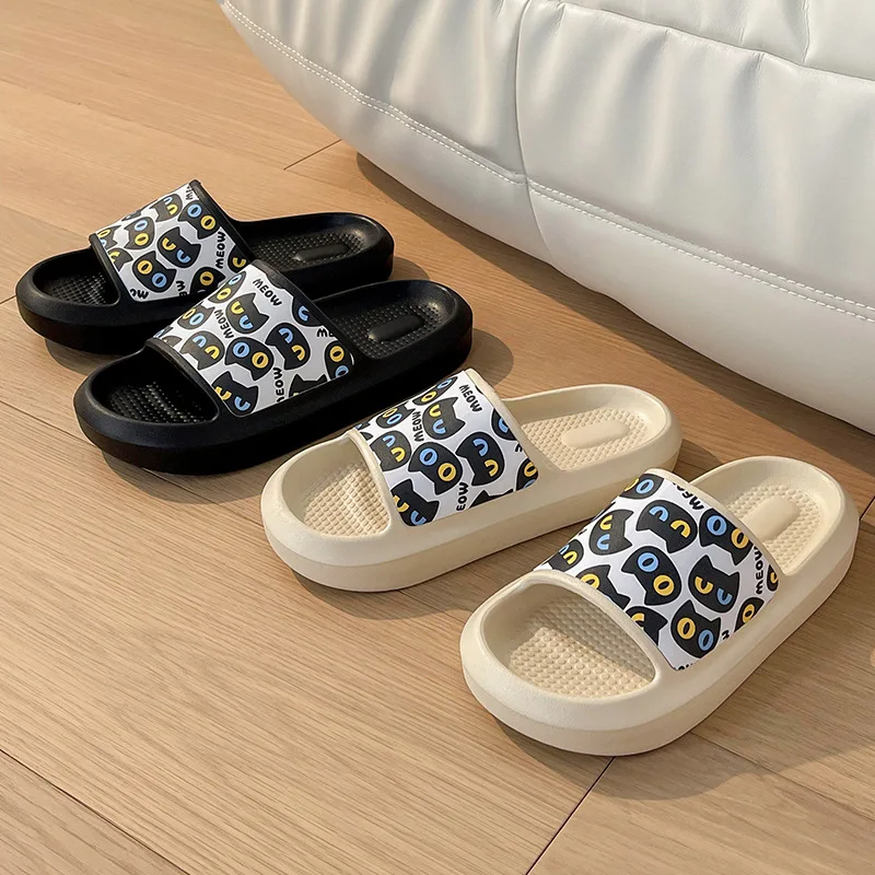

Non-slip Women Summer Platform Slippers Beach Slide Sandals Flip Flops Cartoon Candy Bear High Heels Ladies Girls Bathroom Shoes