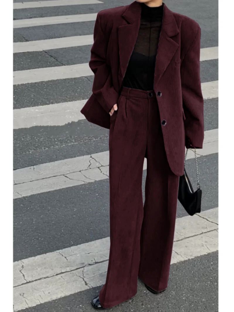 Костюм вельветовый Женский элегантный комплект из 2 предметов брюки однобортная