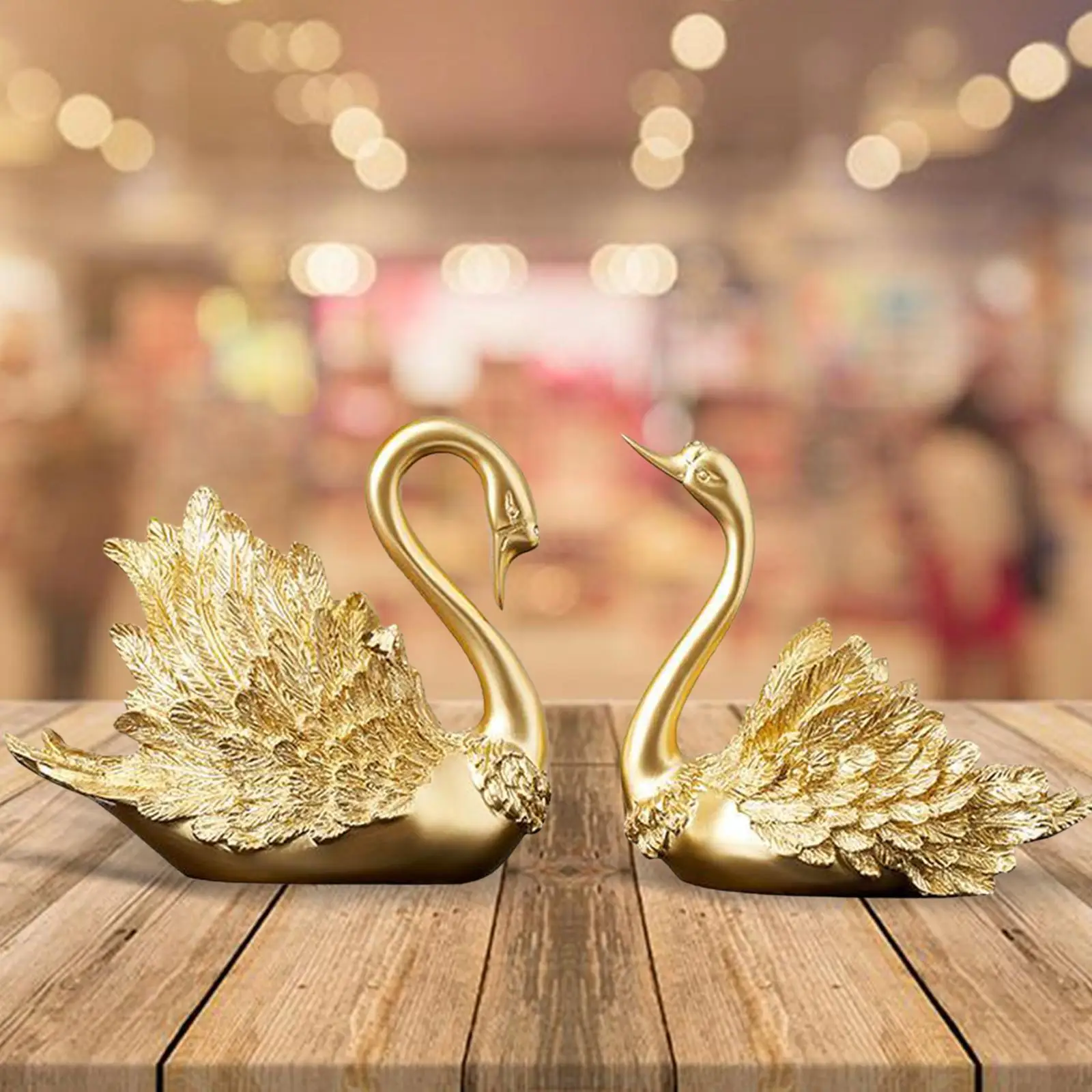 

2x Resin Statues Sculptures Decoration Desktop Table Centerpiece Home Swans Figurines for Housewarming Bedroom Office Livingroom