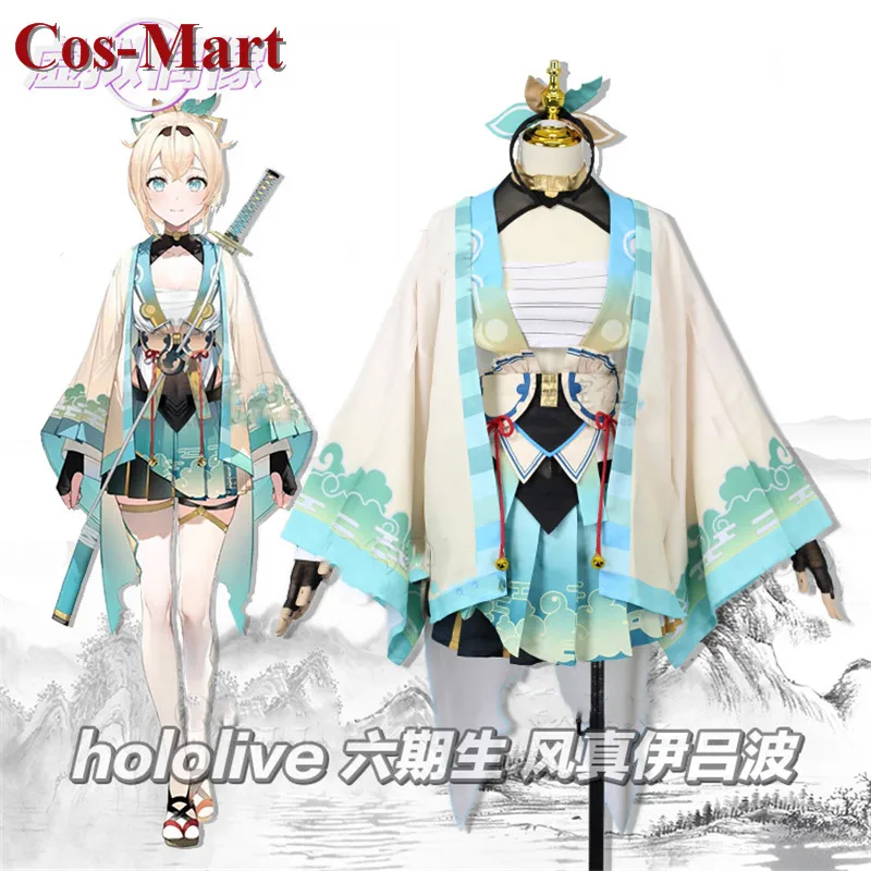 

Cos-Mart аниме VTuber голоx Kazama Iroha зеленый костюм косплей милое кимоно для активного отдыха