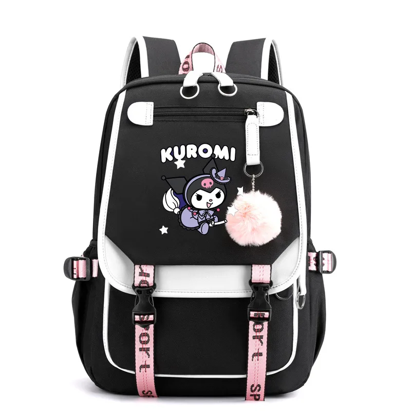 

Рюкзак Kuromi Sanrio с героями мультфильмов, милая аниме мелодия, для подростков и старших классов, школьный портфель в повседневном стиле