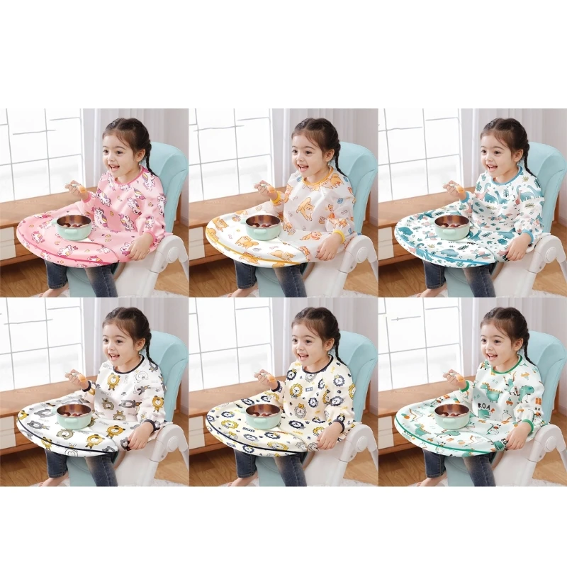 

New Baby Weaning Bibs Anti-dirty Highchair Waterproof Sleeved Bib Set Stain Odor Resistance Plays Smock Apron 6-36 Months