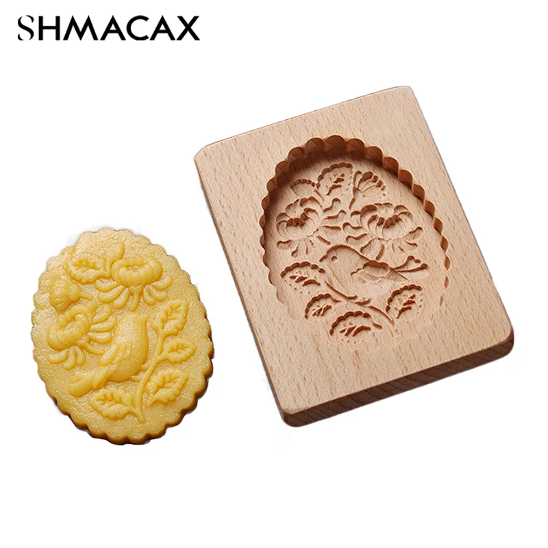 Набор Деревянных Формочек Для Печенья С Цветочными Розами И Рельефными Узорами
