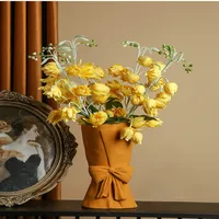 Nordic Modern Creative Ceramic Bowknot Vase Decoration Flower Arrangement Bouquet Living Room Home Decoration