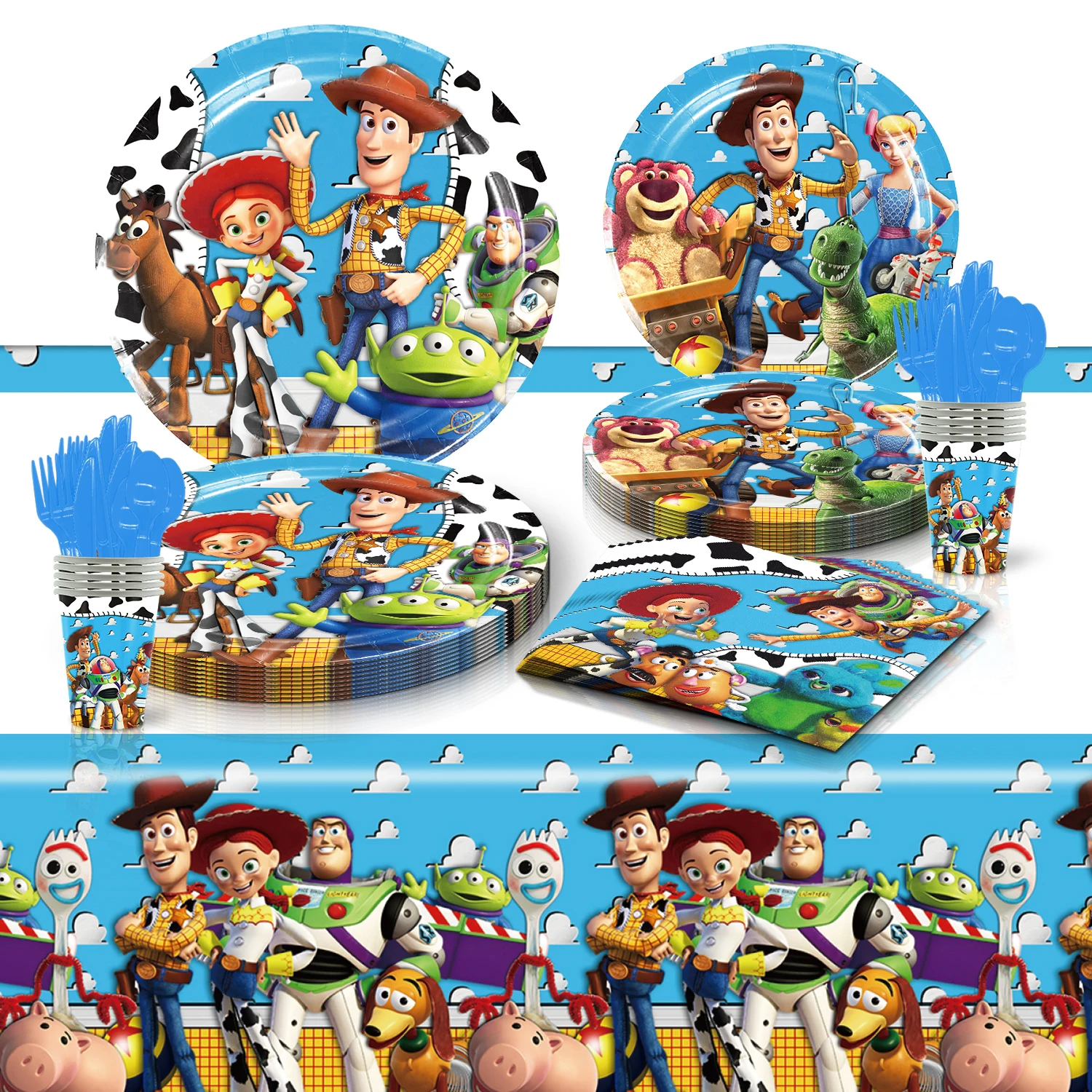 Disney Toy Story Woody Birthday Party Decoration Supplies Kids Party Cartoon Cups Plates Tableware Set Foil Balloons Home Decor