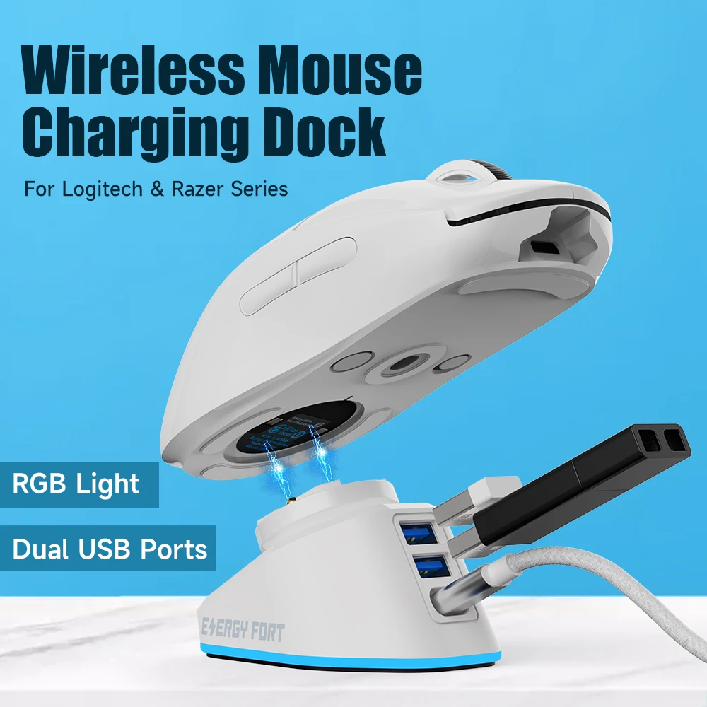Wireless Mouse Charger for Logitech G Pro X Superlight G502 X lightspeed GPW 2 Razer DeathAdder V2 Naga Pro Viper Dock Station