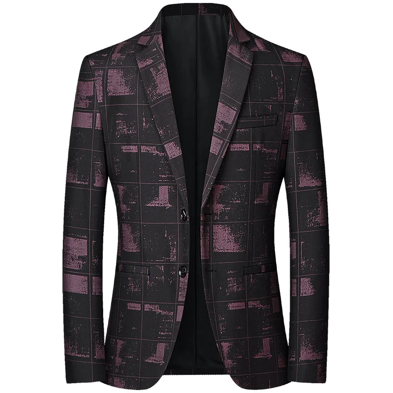 

Fashion Mens Black Red Plaid Blazer Coat 2022 New Spring Autumn Slim Fit Stylish Suit Blazer Party Wedding Casual Jacket Blazer