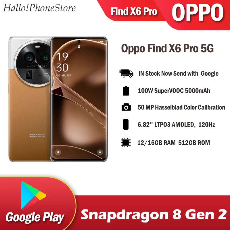 

NEW OPPO Find X6 Pro 5G SmartPhone Snapdragon 8 Gen 2 6.82" AMOLED 120Hz 5000mAh Battery 100W SuperVOOC 50MP Camera NFC OTA