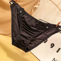 sexy thin belt womens panties satin three dimensional flowers breathable and comfortable sweet and cute low underwear women