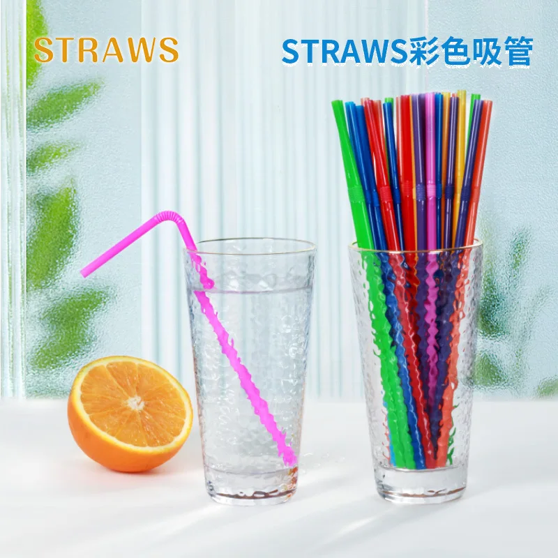 

100 шт., одноразовые пластиковые соломинки, 21 см