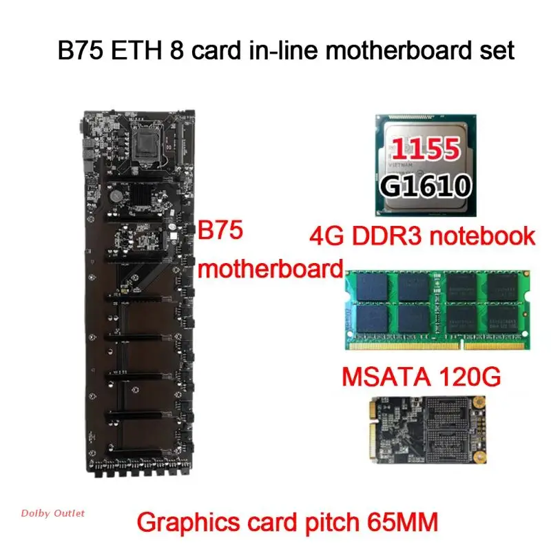 

Onboard B75 BTC Mainboard Chipset VGA HDMI-compatible 8-GPU Bitcoin Motherboards for Miner 8PCI-E Mining Mainboard