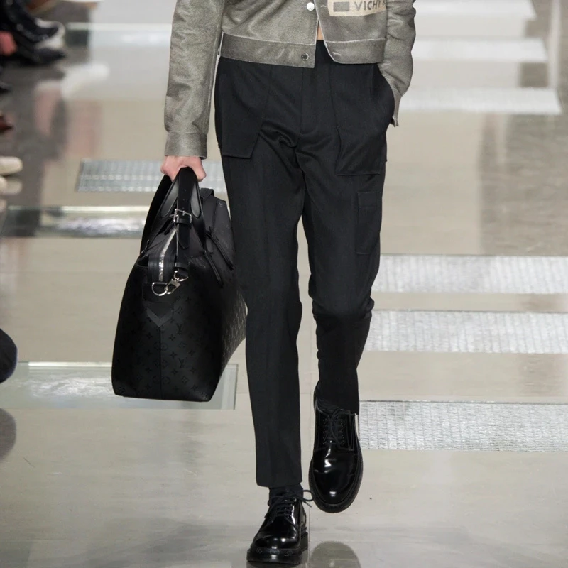

Мужской костюм прямые брюки на весну и осень новая мода Британский тонкий большой размер темные брюки