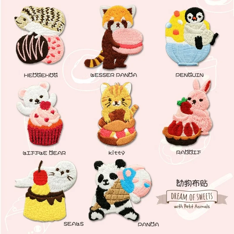 

20pcs/lot Luxury Anime Fun Embroidery Patch Cartoon Panda Hedgehog Seal Bunny Clothing Decoration Accessory Craft Diy Applique