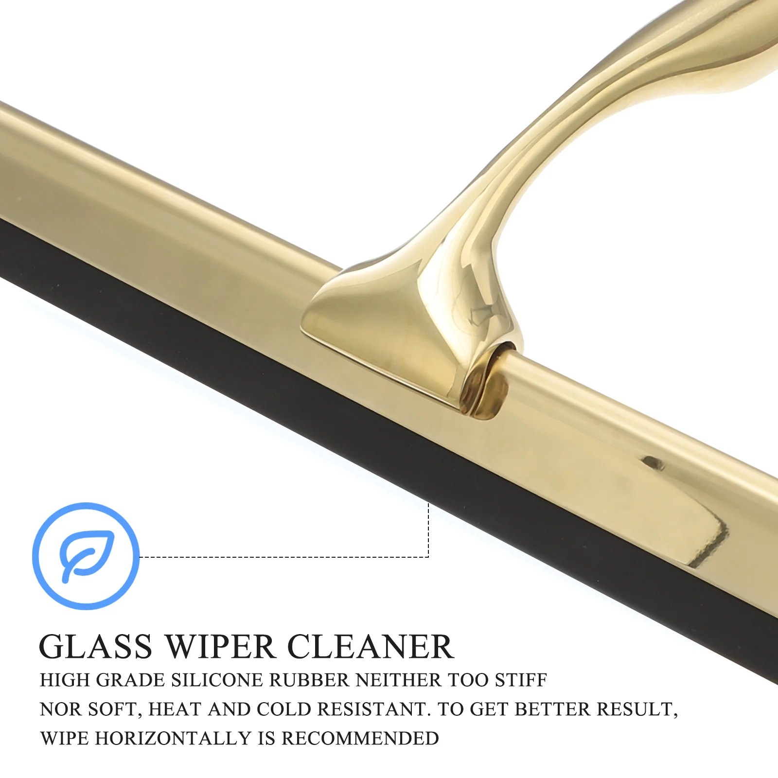 Shower Squeegee Deluxe 304 Stainless Steel Wiper Scraper for Bathroom Glass Door Mirror Windows Tiles (Golden)