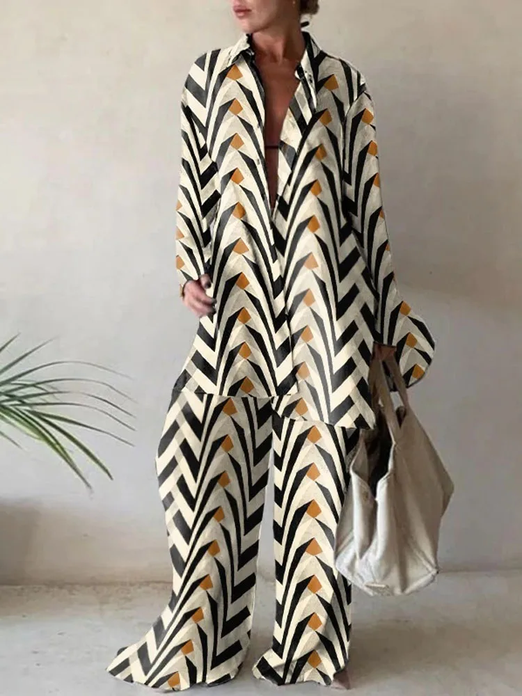 Женский офисный повседневный костюм с лацканами свободная блузка длинным