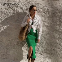 fashion green knitted ribbed 3 pieces women sets y2k summer holiday single button loose coat sexy underwear bra high waist skirt
