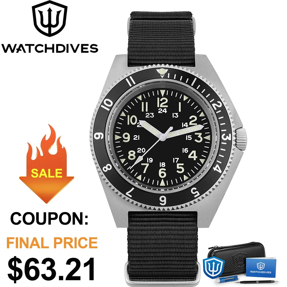 Фото Watchdives WD1972 Мужские часы VH31 Sweep Seconds Кварцевый механизм Сапфировые часы из нержавеющей стали Водонепроницаемые светящиеся наручные часы №1