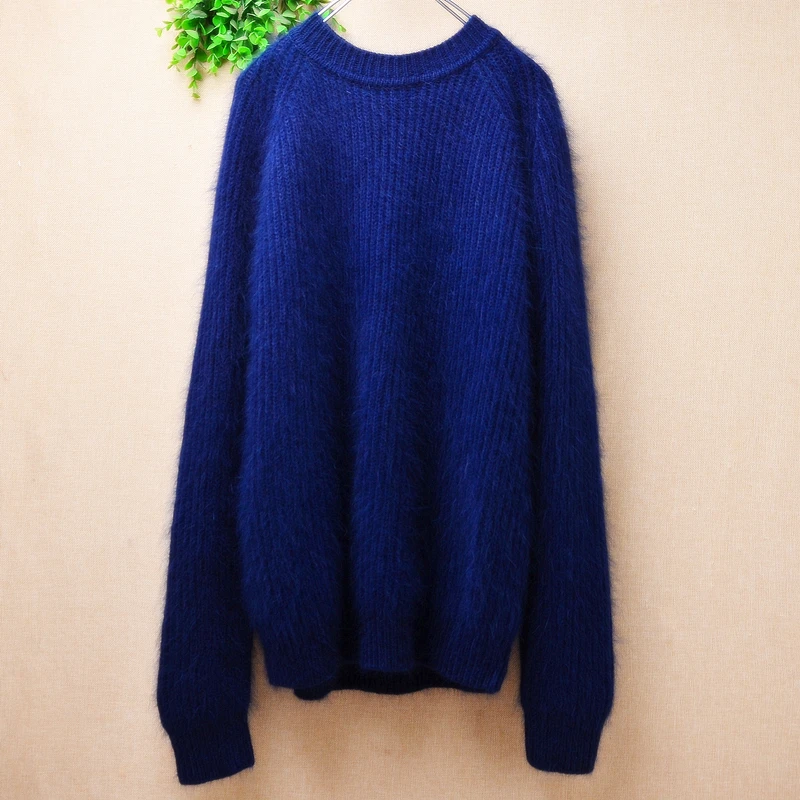 Женская осенне-зимняя одежда волосатый ангорский кролик вязаный свободный