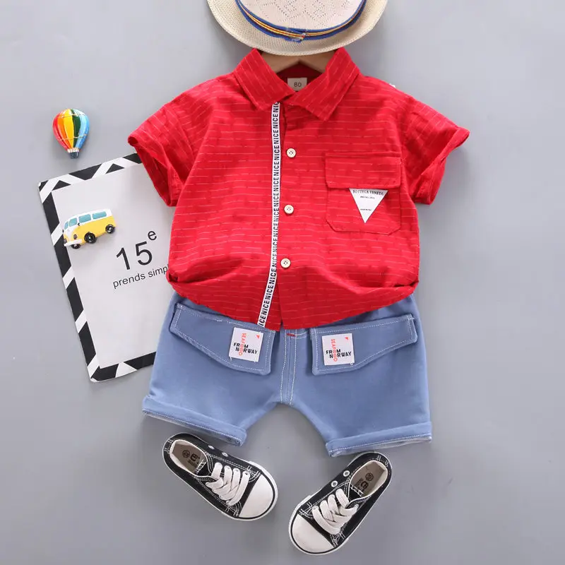 

Summer Baby Clothes Suit Children Boys Fashion Strips Shirt Shorts 2Pcs/Set Toddler Casual Clothing Infant Kids Tracksuits Suit