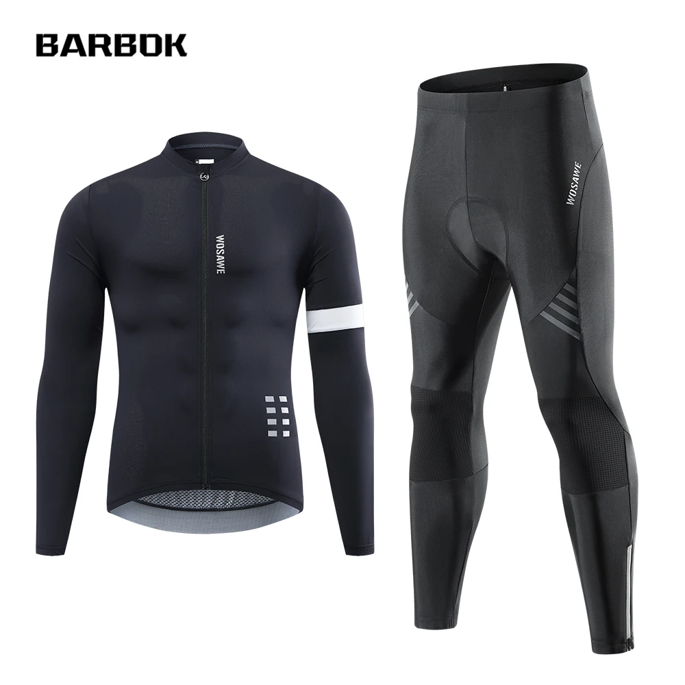 

WOSAWE Mens Cycling Set Autumn Jacket Pants Breathable Jersey Bicycle Clothing MTB Bike Gel Pad Tights Maillot Ciclismo Hombre