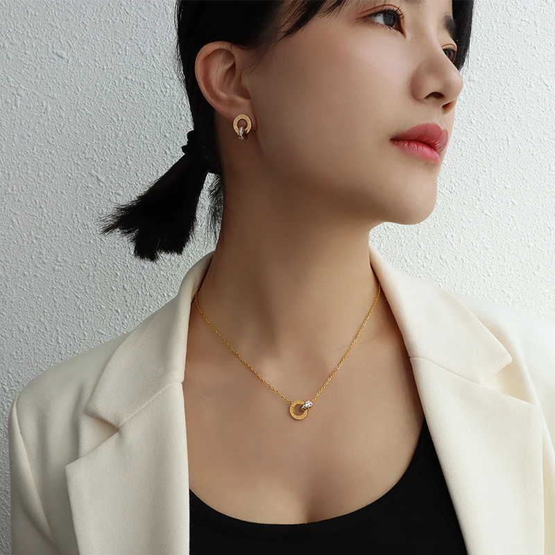 

CINSY Store Necklace For Women Stainless Steel Necklace Colar Niche Pendant Chic Jewelry Vintage Chain Necklace For Female