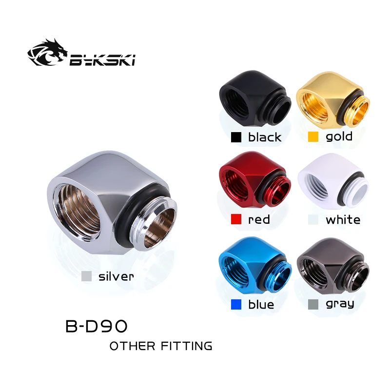 

Bykski Angled Fitting, 90 Degree Elbow Water Cooling Connector G1/4 F-M Thread, 7 Colors, B-D90