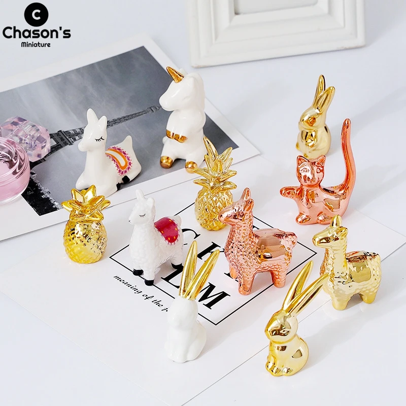 

Миниатюрные скандинавские животные керамические фигурки Слон Олень Фламинго кролик украшения держатель для комнаты украшение книжная пол...