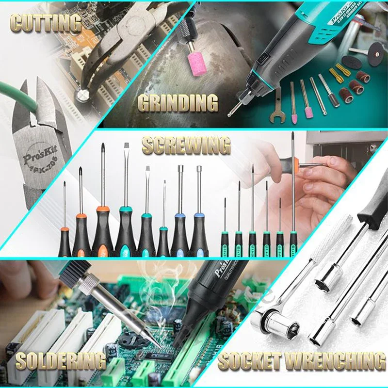 Фото Proskit 97 шт., профессиональная электроника, набор инструментов для электрика, новая обновленная модель, твердая комбинация, бытовое обслуживание PK-1990H №2