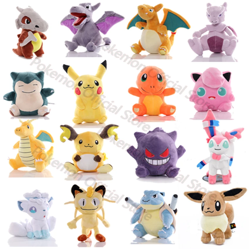 

Cute Pokemon Plush Toy Anime Pikachu Mewtwo Eevee Charmander Gengar Figure Stuffed Plush Dolls Toys for Boys Kids Birthday Gifts