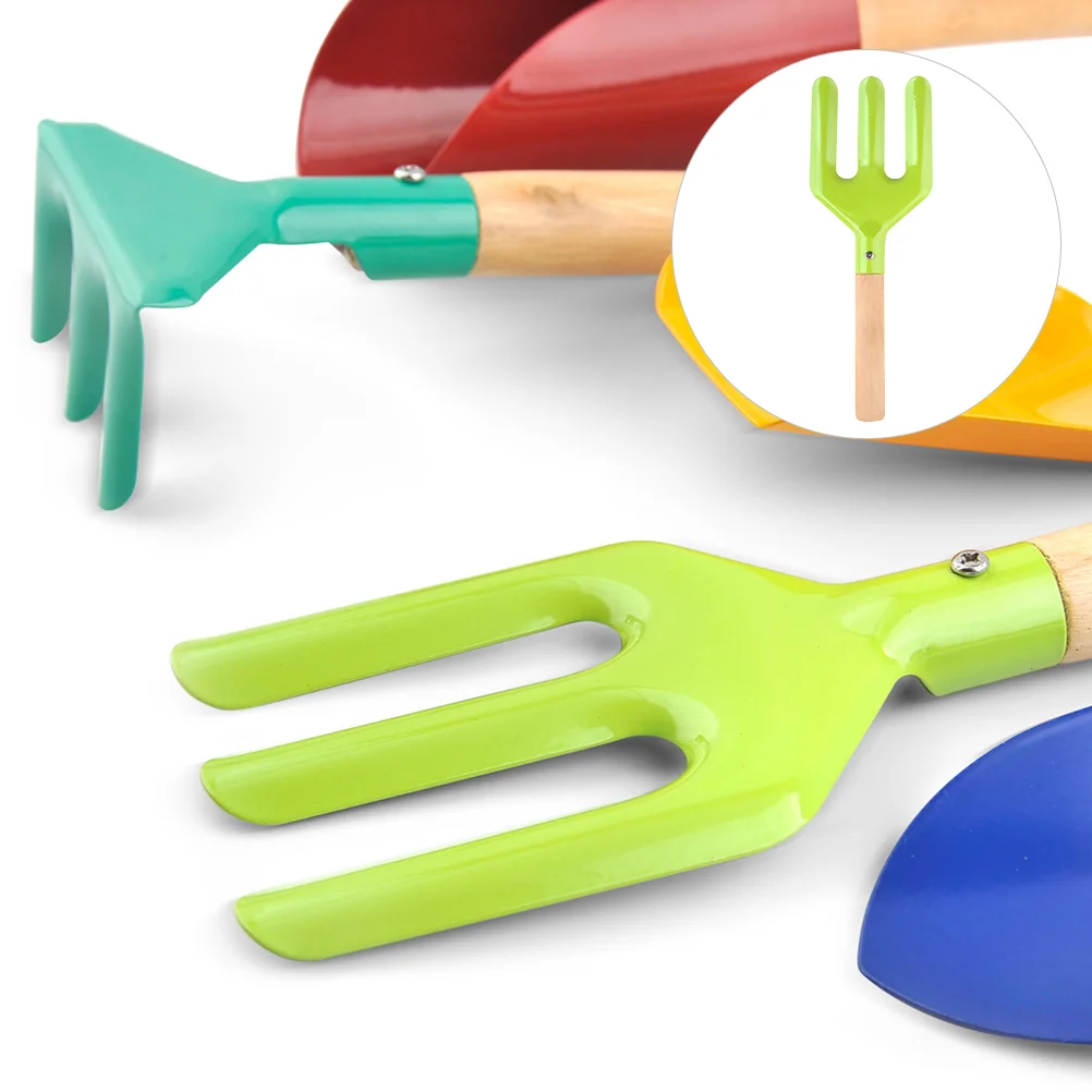 

1 Set Kids Gardening Tools Shovels Fork Rake Trowel Kit with Wooden Handle