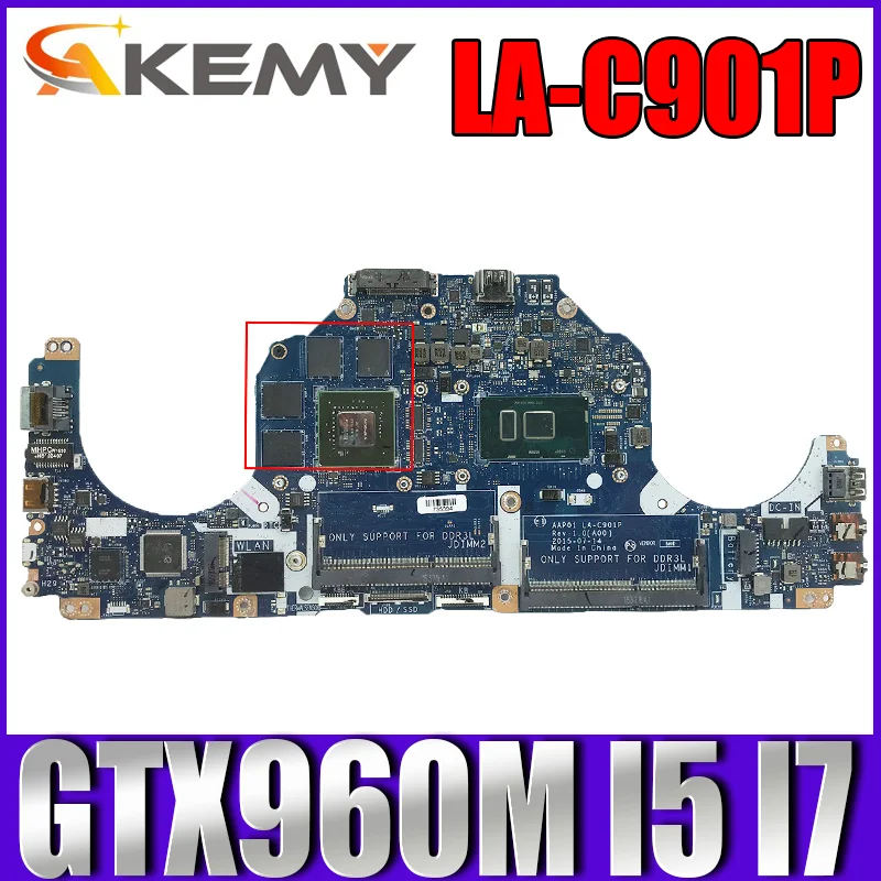 

For Dell alienware 13 R2 laptop motherboard LA-C901P motherboard CPU I5 6200U i7-6500U GPU GTX960M Mainboard CN-0VC62V CN-0V3TCJ